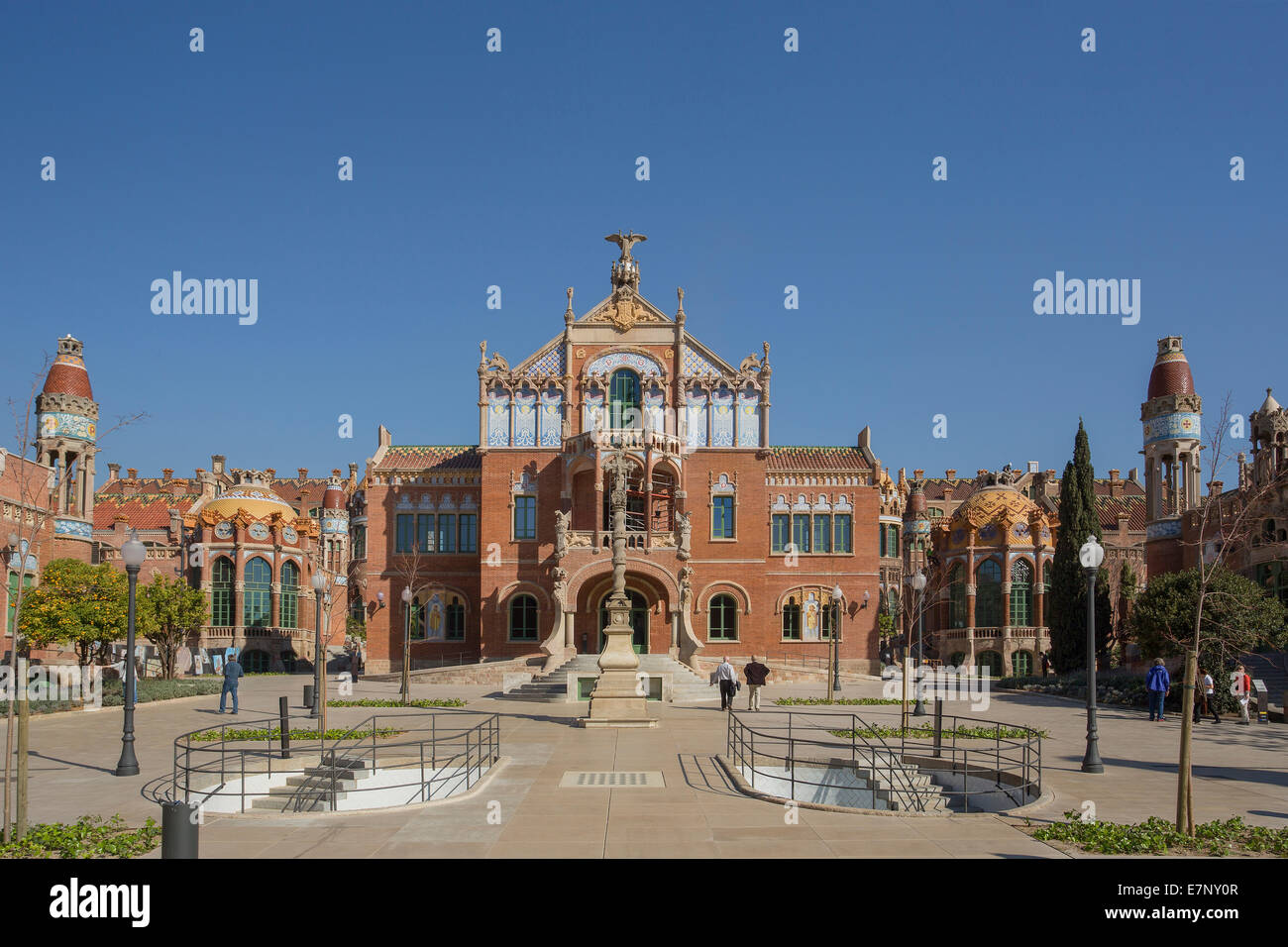 Barcelona, Catalonia, City, Domenech i Montaner, Montaner, Entrance, Hospital, Spain, Europe, St. Pau, St. Paul, Unesco, world h Stock Photo