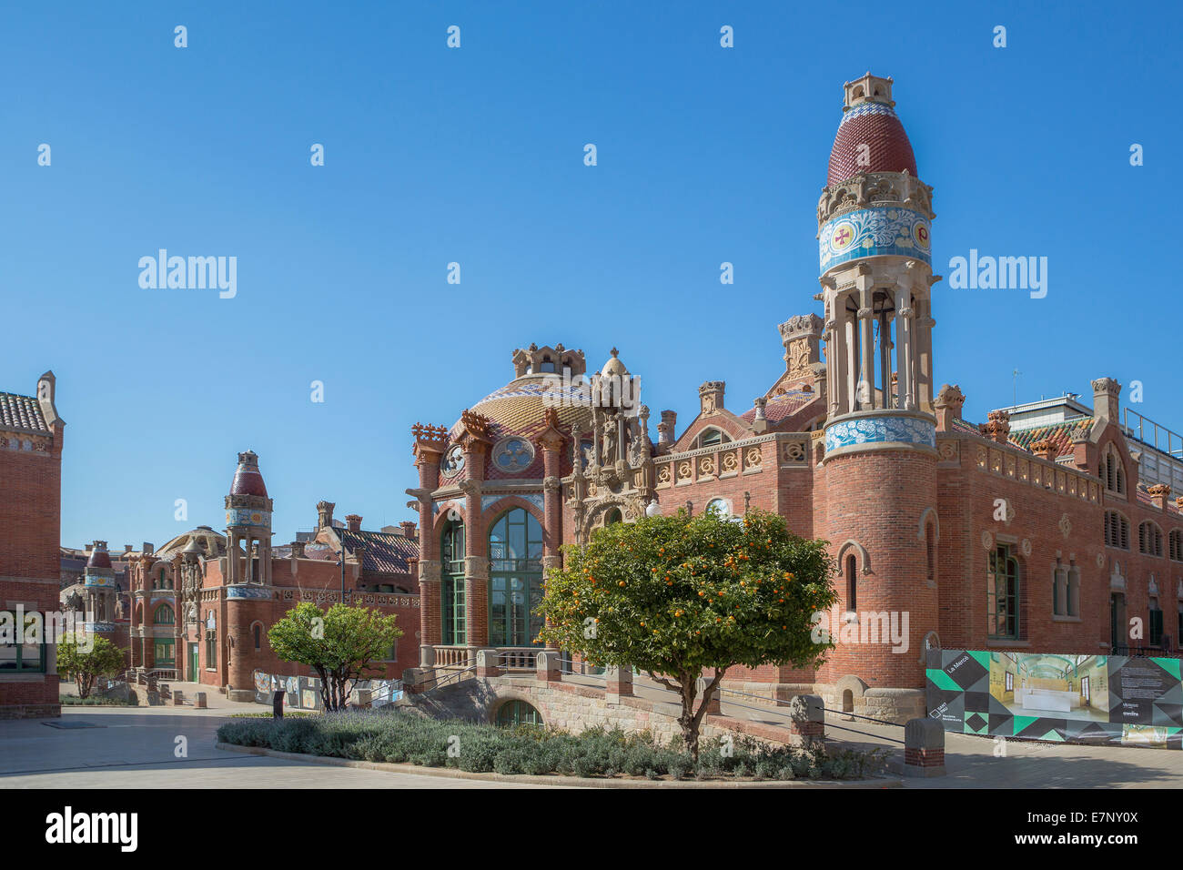 Barcelona, Catalonia, City, Domenech i Montaner, Montaner, Entrance, Hospital, Spain, Europe, St. Pau, St. Paul, Unesco, world h Stock Photo