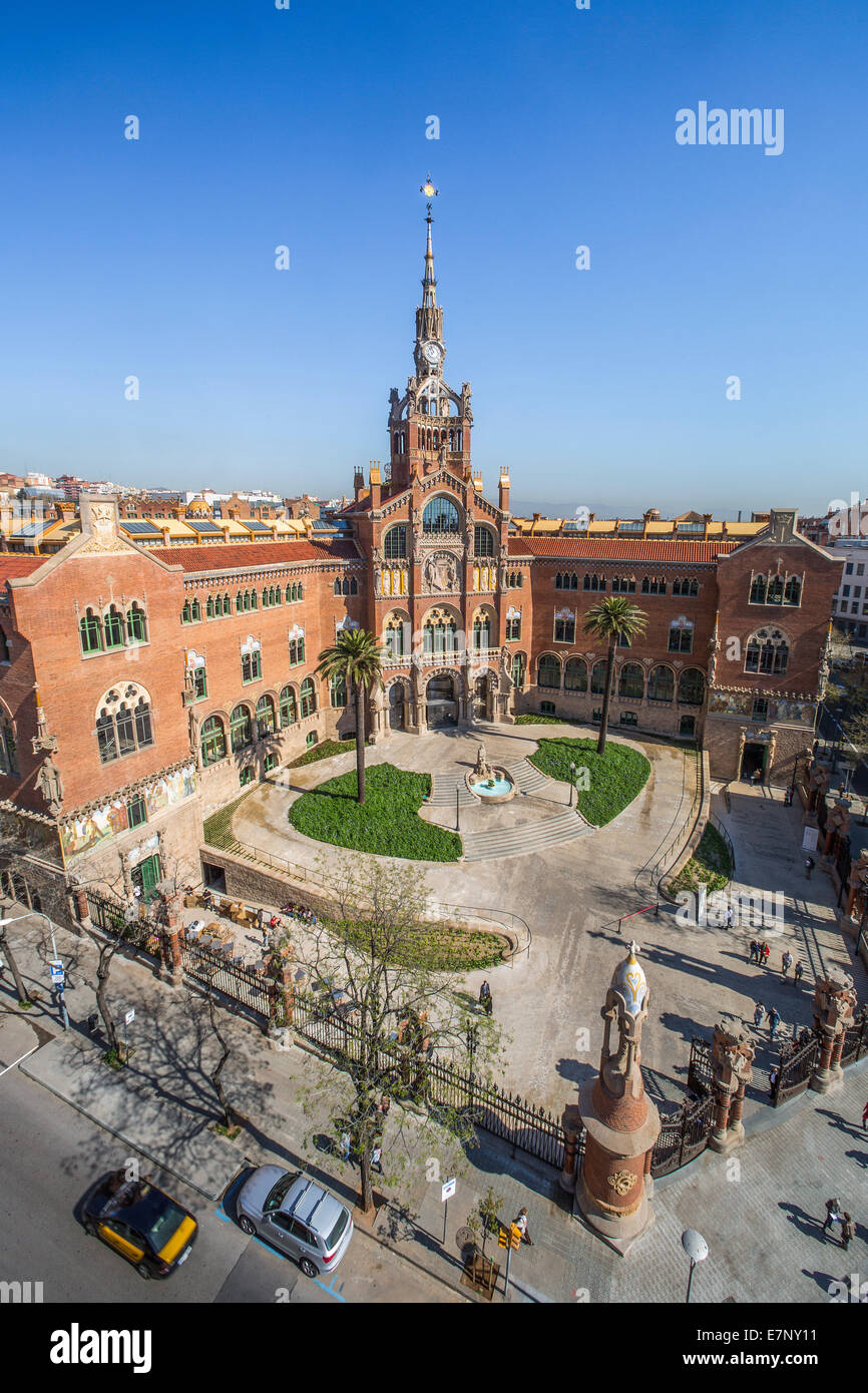 Barcelona, Catalonia, City, Domenech i Montaner, Montaner, Entrance, Hospital, Spain, Europe, St. Pau, St. Paul, Unesco, world h Stock Photo