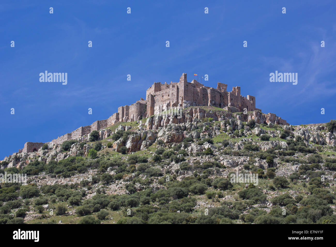 Castile, Castle, Ciudad Real, Province, Region, Spain, Europe, architecture, calatrava, fortress, history, la Mancha, tourism, t Stock Photo