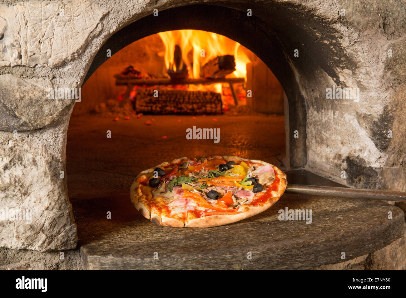 catering, pizza, canton, GR, Graubünden, Grisons, Upper Engadine, food, eating, catering, restaurant, hotel, Switzerland, Europe Stock Photo