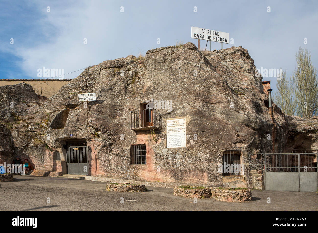 Alcolea del Pinar, Castile Leon, Guadalajara, Spain, Europe, Stone, House, architecture, boulder, carved, curiosity, famous, tou Stock Photo