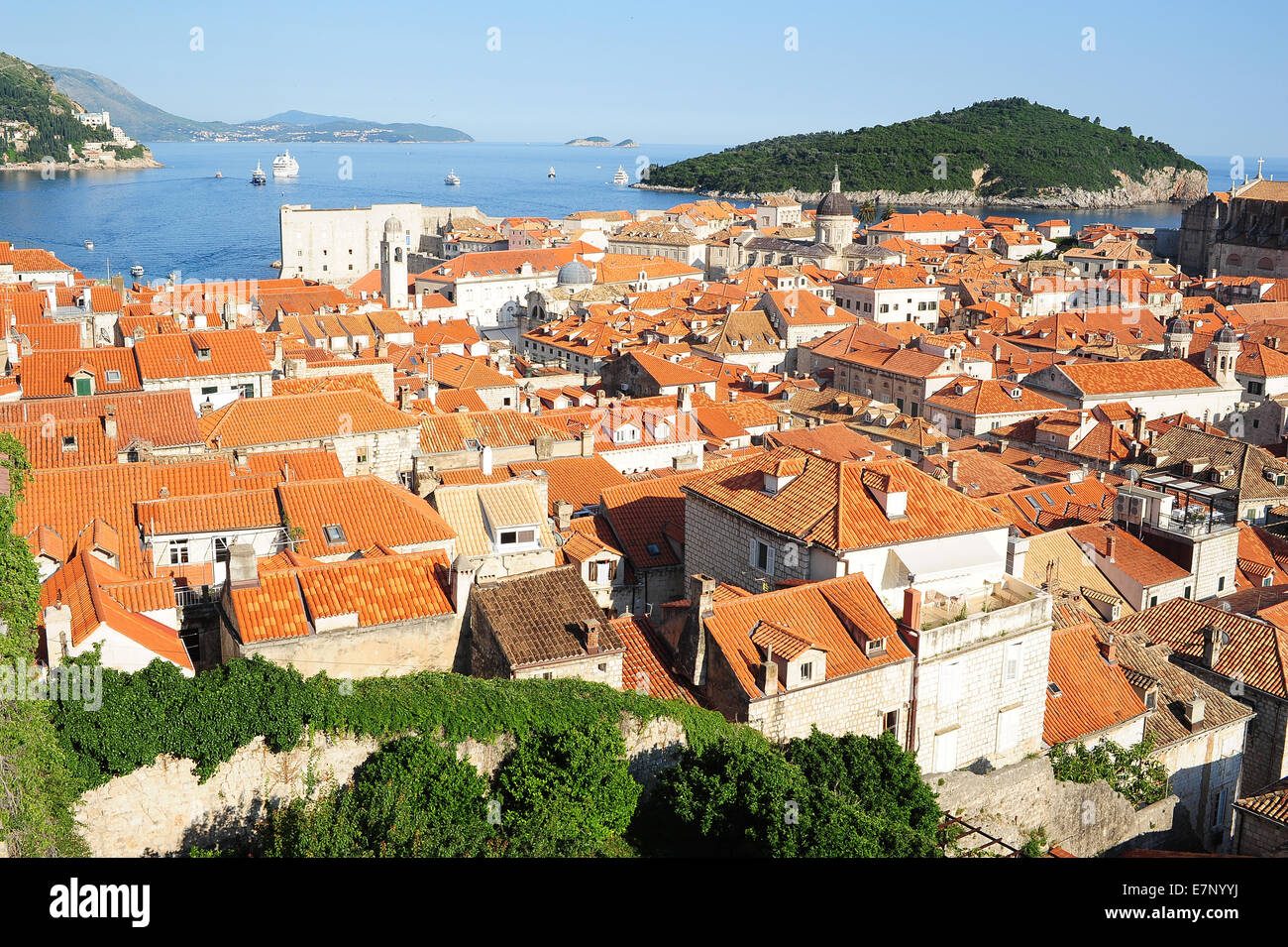 Castle, Adriatic, ancient, architecture, bright, city, cityscape, coast, coastline, Croatia, Balkans, Europe, Dalmatia, Dubrovni Stock Photo