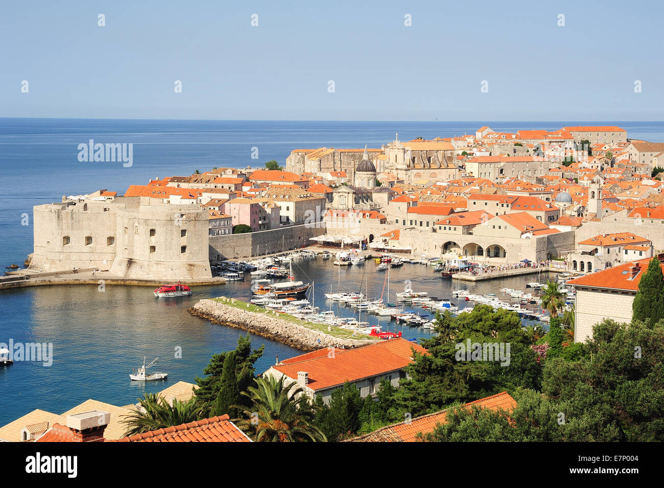 Castle, Adriatic, ancient, architecture, bright, city, cityscape, coast, coastline, Croatia, Balkans, Europe, Dalmatia, Dubrovni Stock Photo