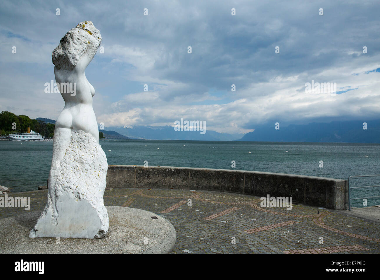 Figure, lake Geneva, Lausanne, canton, VD, Vaud, Western Switerland, Romandie, lake Geneva, Switzerland, Europe, art, skill, Stock Photo