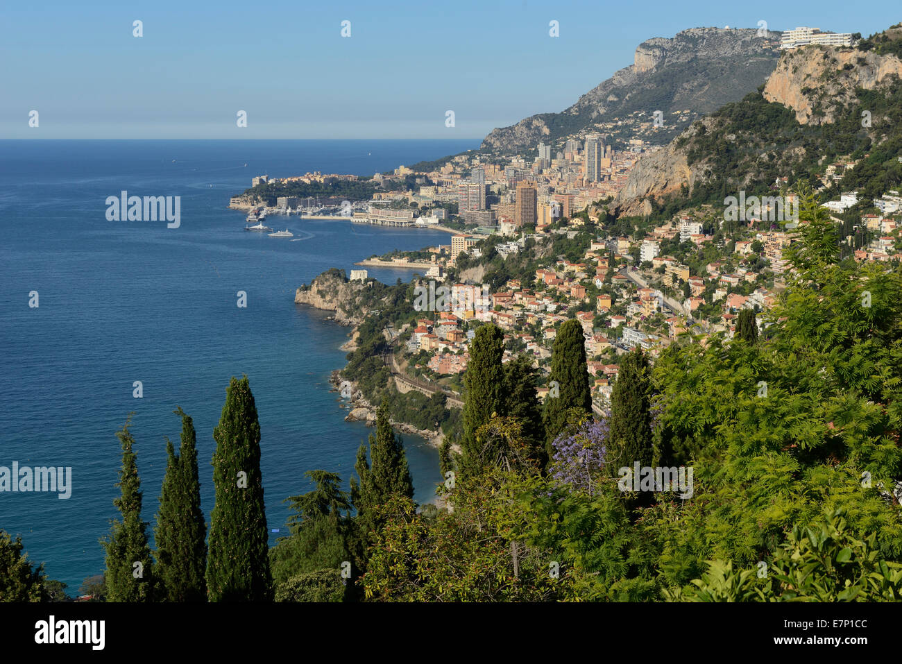 Europe, France, Cote d'Azur, Monaco, Monte Carlo, Riviera, Mediterranean, coastal, coast, city Stock Photo