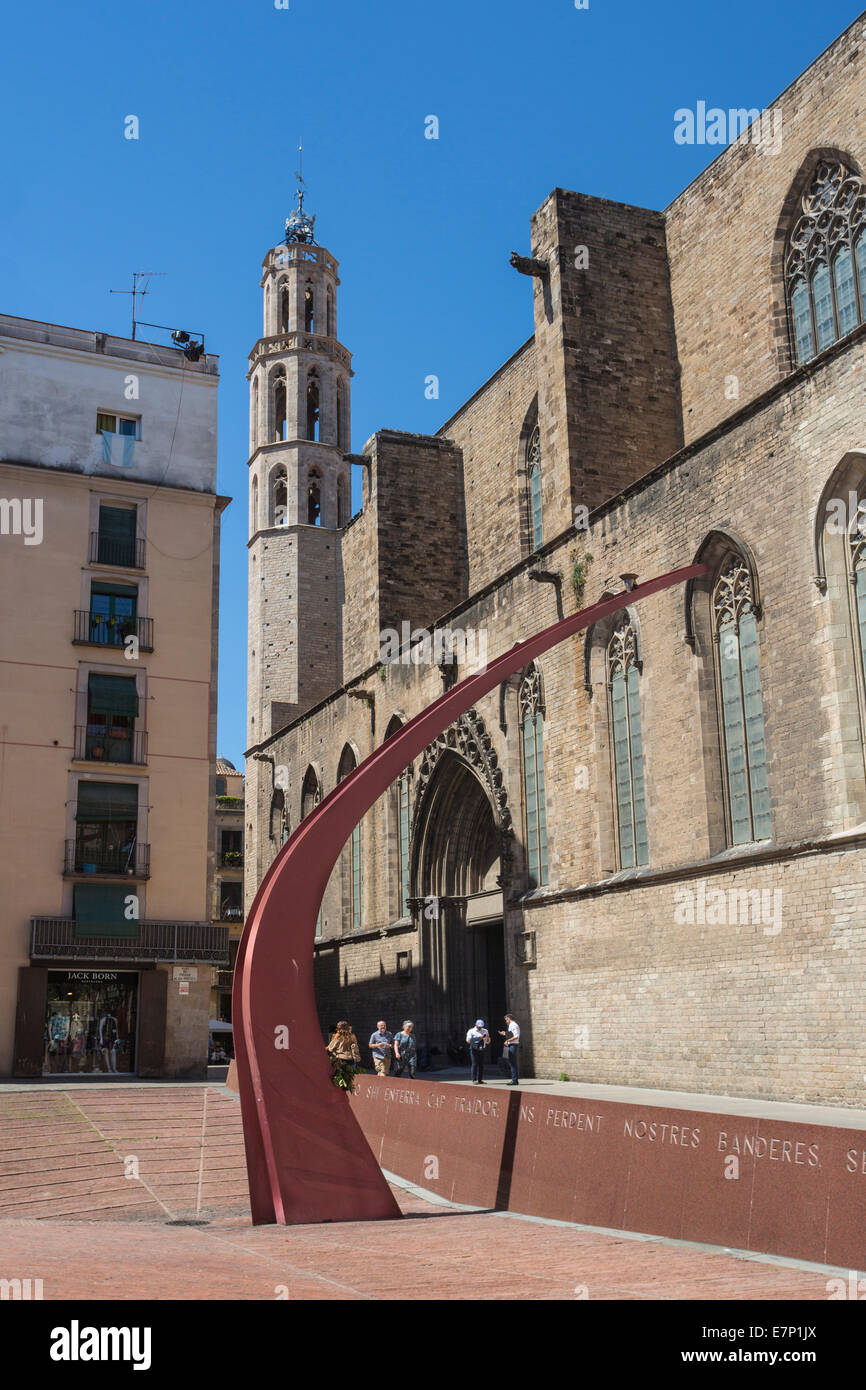 1714, Barcelona, City, Fossar, Moreres, architecture, belfry, Catalonia, church, city, downtown, history, independence, monument Stock Photo