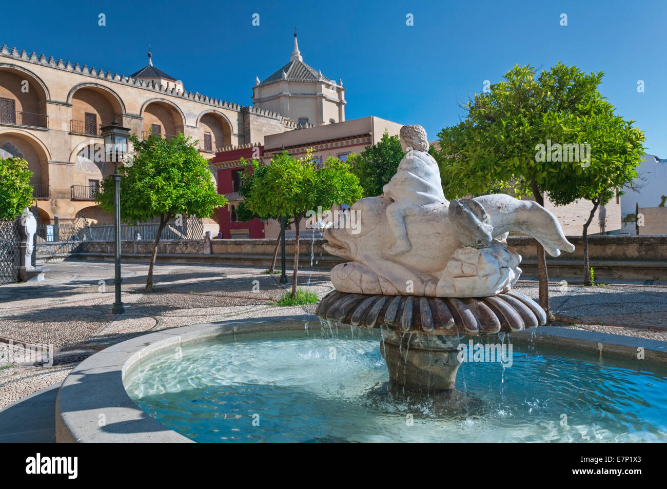 Fountain in Plaza del Triumfo Cordoba Andalusia Spain Stock Photo