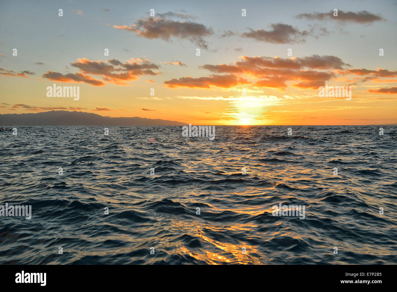 Mexico, North America, Baja, Baja California, La Ventana, Isla Cerralvo, Sea of Cortez, sea, water, sunrise Stock Photo