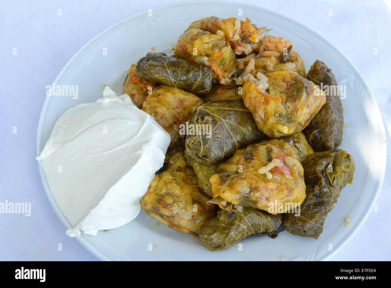Europe, Greece, Greek, Crete, Mediterranean, island, Chania Bay, restaurant, food, speciality, Stock Photo