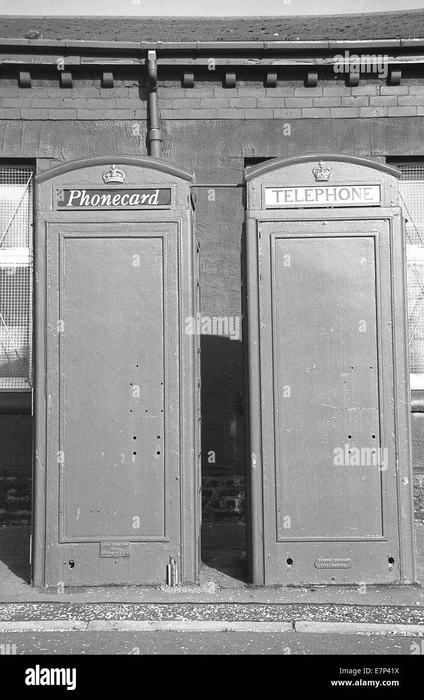 2 phone boxes Stock Photo