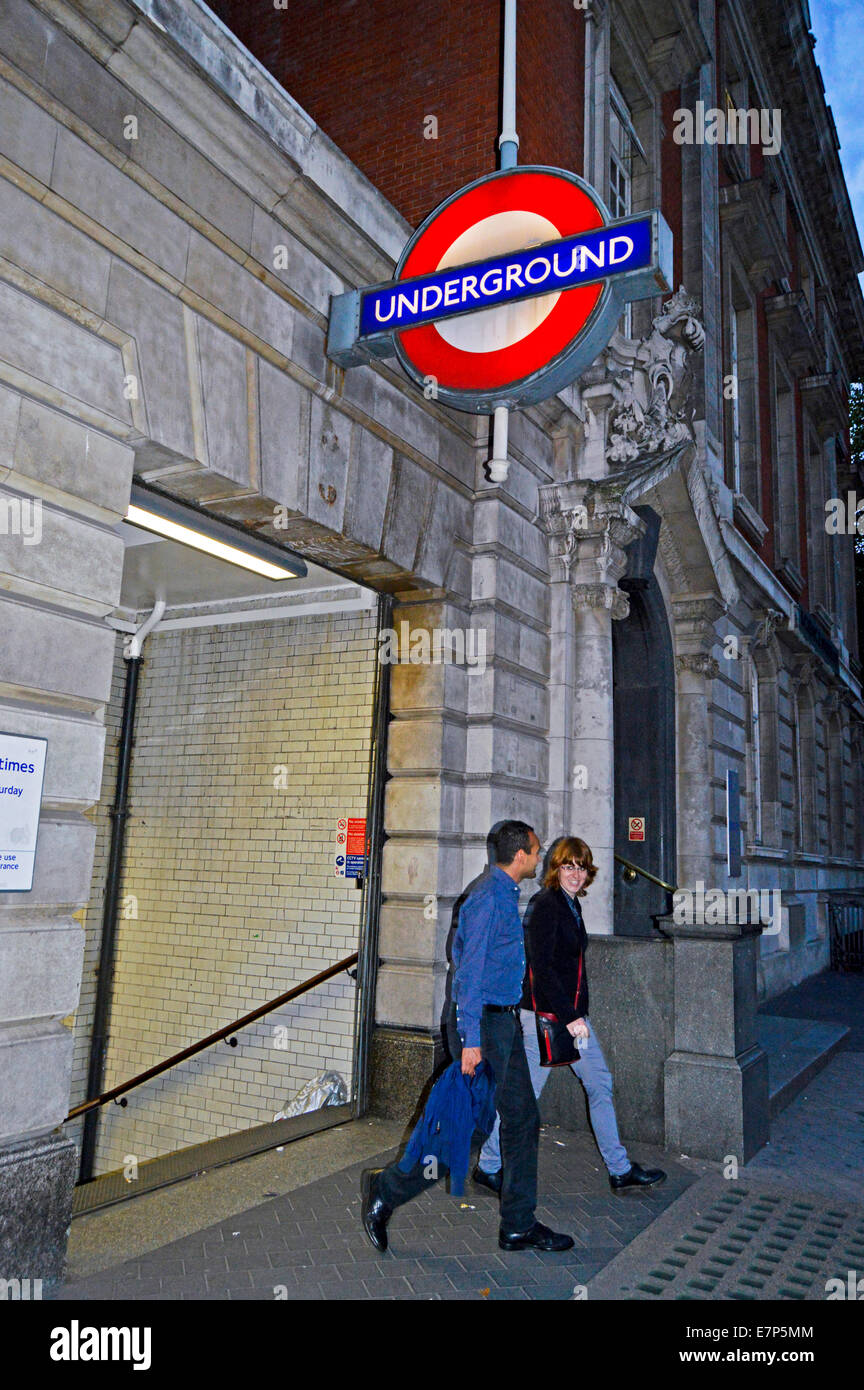 South Kensington underground station at night, Royal Borough of