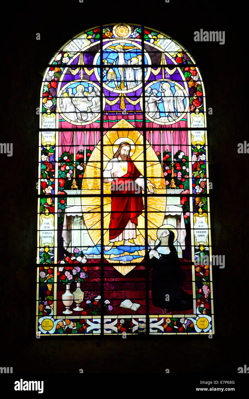 Ste Sainte Mere Eglise Stained Glass Catholic Church France Europe FR