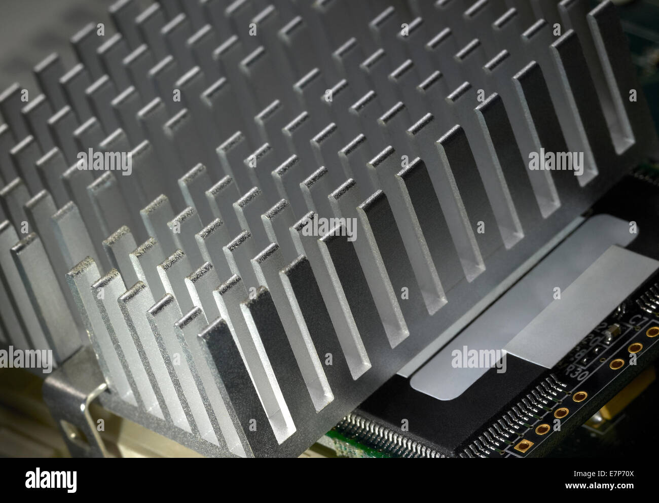 detail of a heat sink on a motherboard Stock Photo