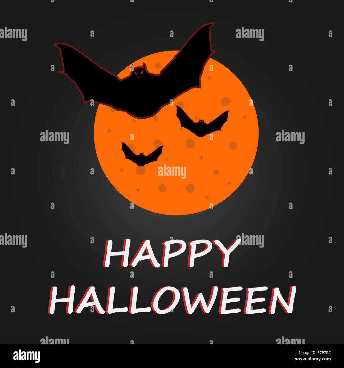 Hallaween bat to moon poster. Vector illustration Stock Photo - Alamy