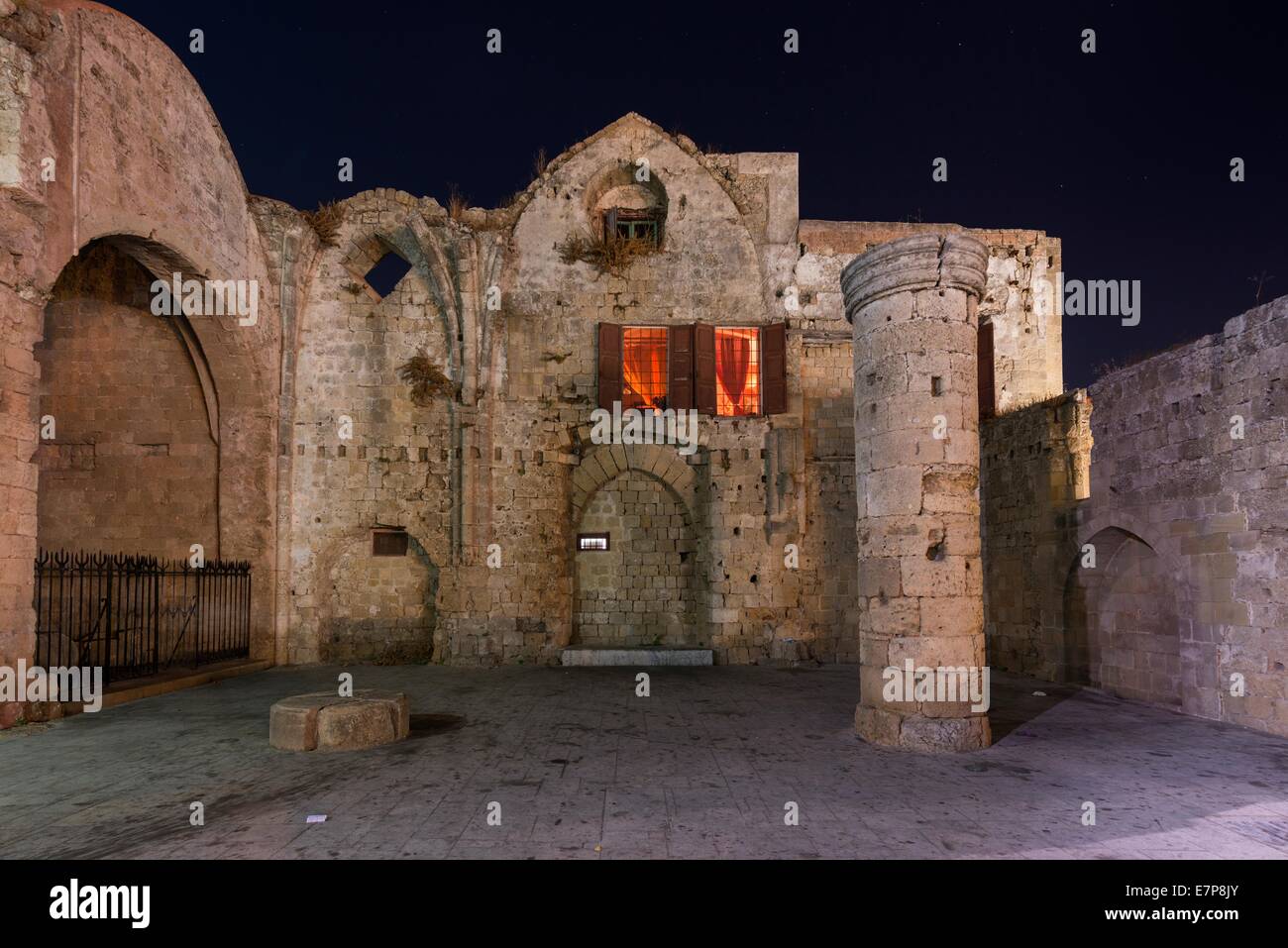 Old Basilica at Ippocratous square of Rhodes island in Greece Stock Photo