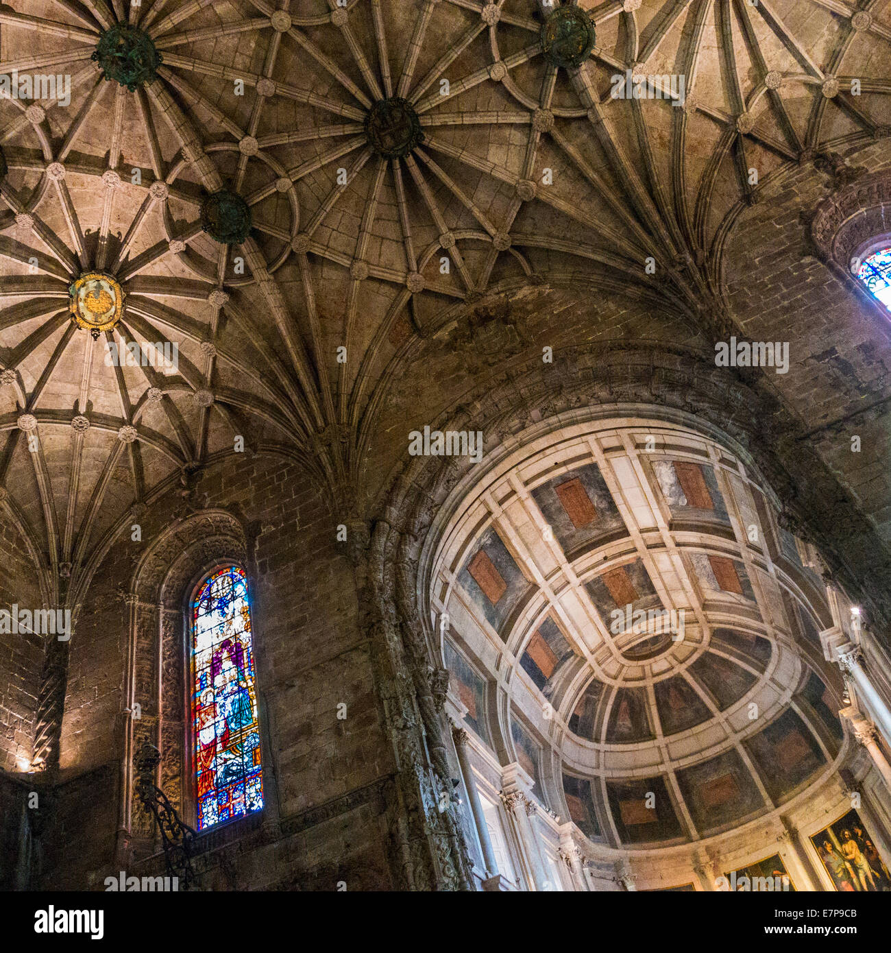 Portugal, Lisbon, Monastery of Jeronimos interior Stock Photo