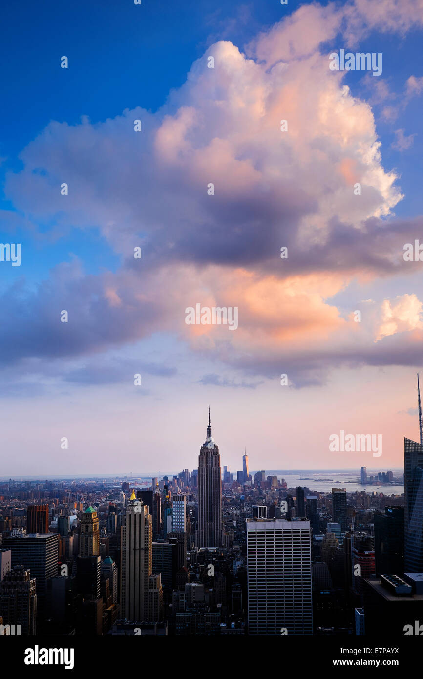 USA, New York, New York City, Manhattan, City skyline at dusk Stock ...