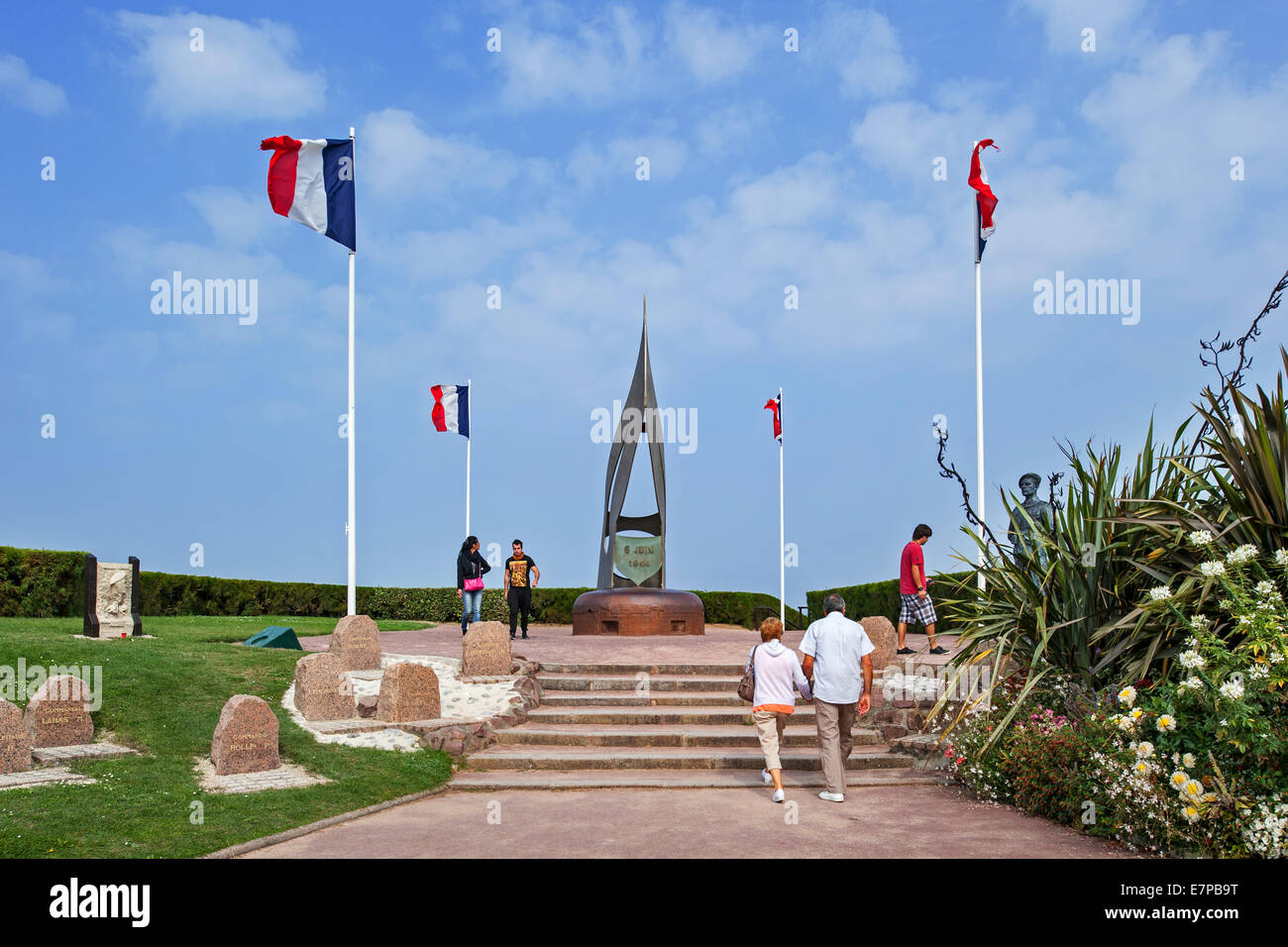 The Free French Monument / La Flamme / Kieffer Commandos Monument at Sword Beach in Ouistreham, Calvados, Lower Normandy, France Stock Photo