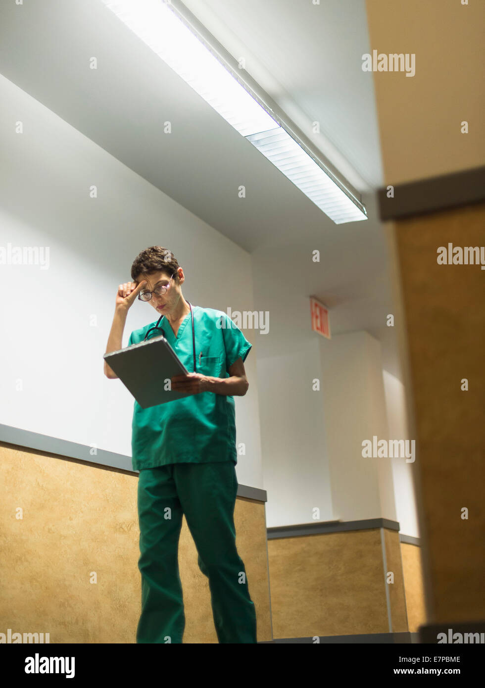 Female doctor in hospital corridor Stock Photo