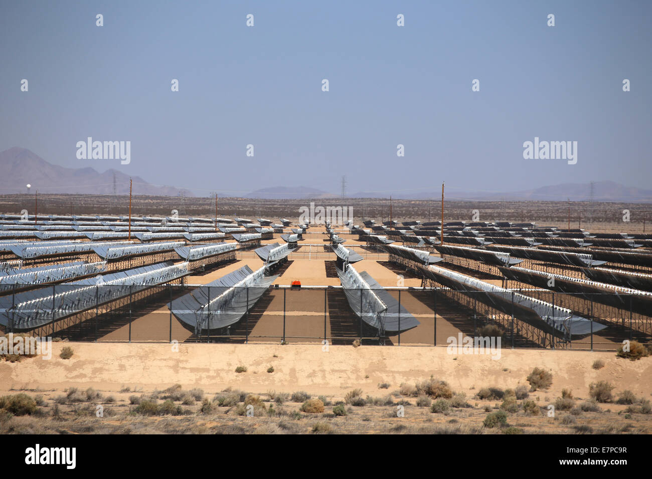 View over Kramer Junction Solar Power Generation Facility Stock Photo