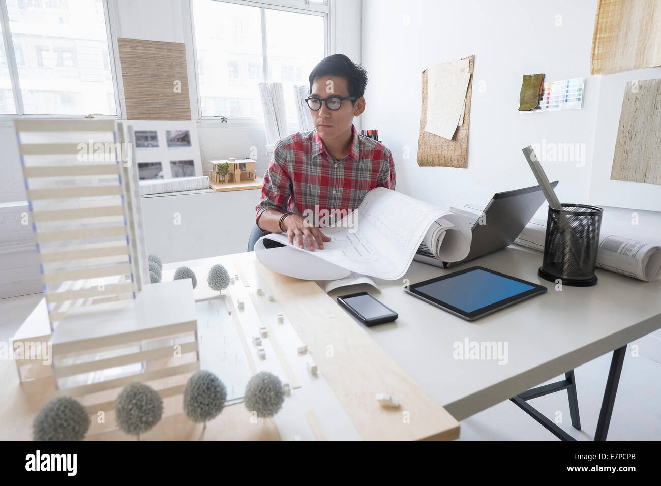 Architect working in office Stock Photo