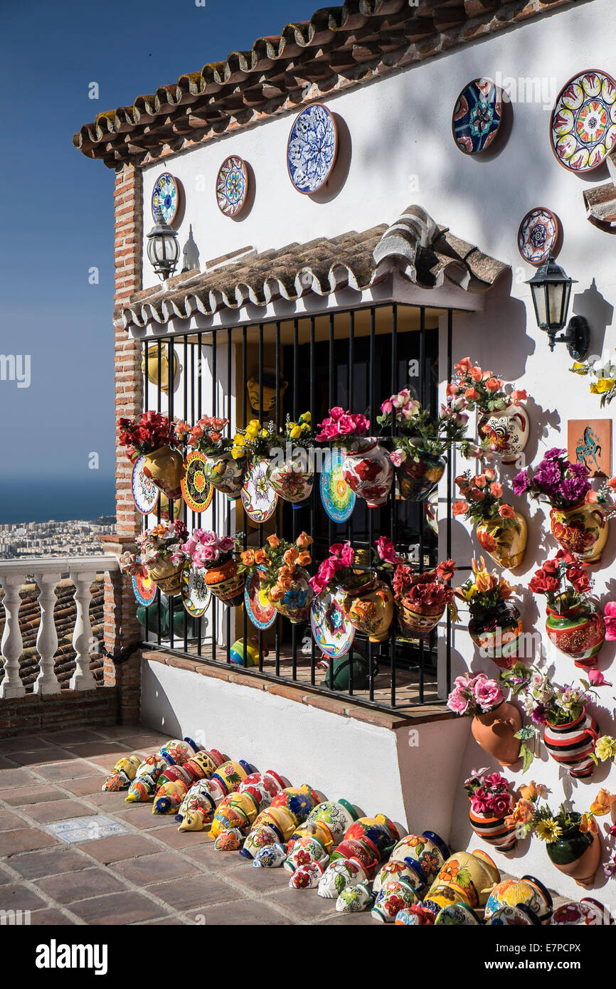 Spain, Mijas, Pottery shop Stock Photo Alamy