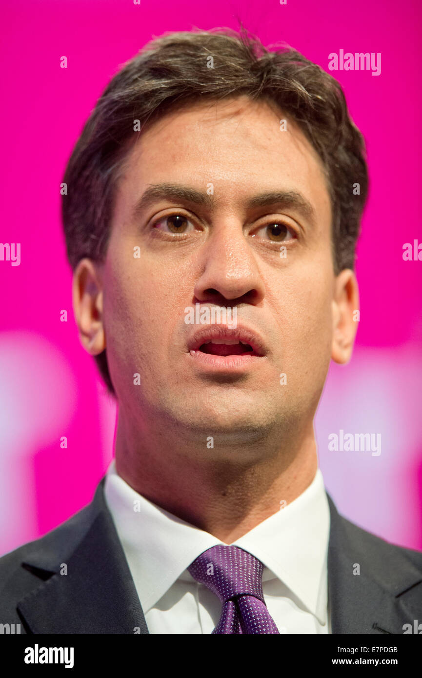 Manchester, UK. 22nd September, 2014. Ed Miliband, Leader of the Labour Party, Leader of the Opposition, on day two of the Labour Party's Annual Conference taking place at Manchester Central Convention Complex Credit:  Russell Hart/Alamy Live News. Stock Photo