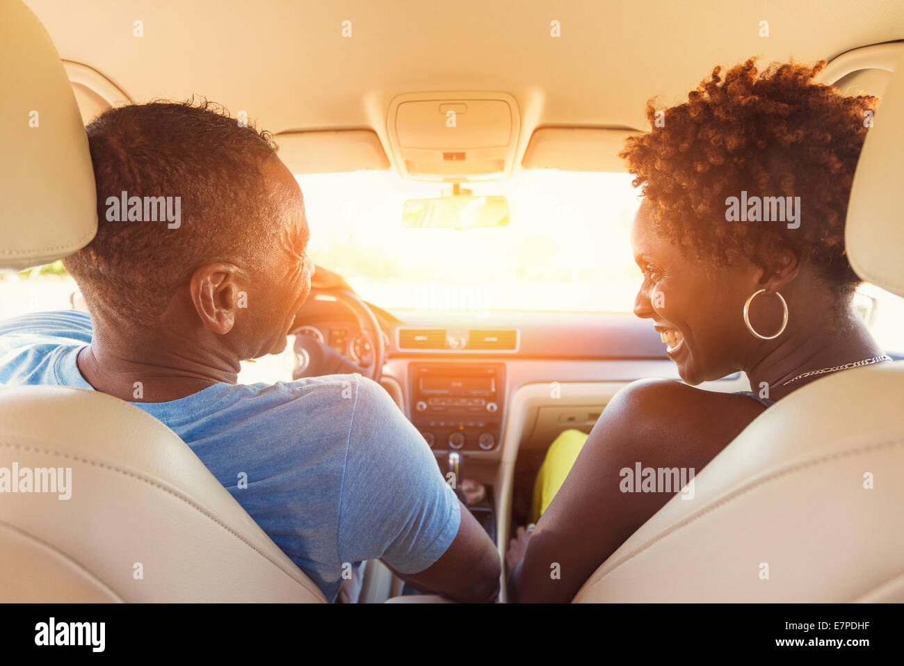 Mature couple in car Stock Photo