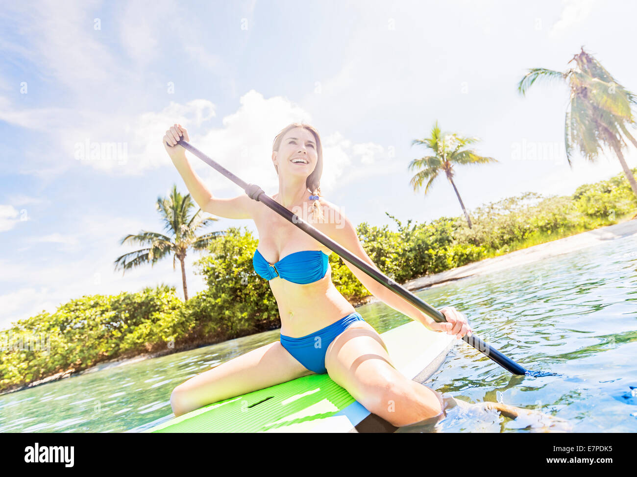USA, Florida, Jupiter, Woman on paddle board Stock Photo Alamy
