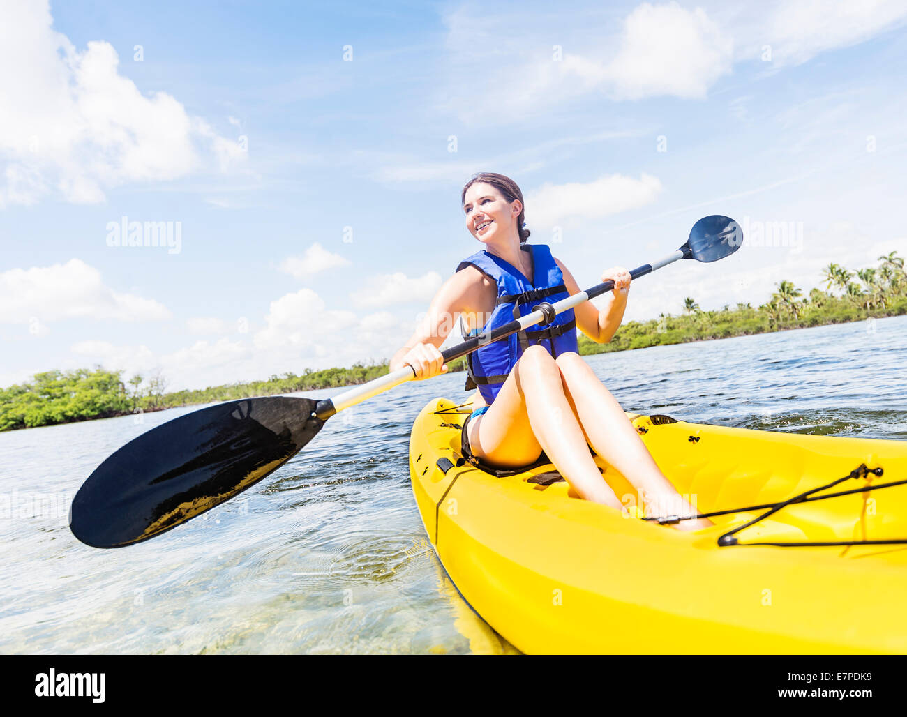 USA, Florida, Jupiter, Woman kayaking Stock Photo Alamy