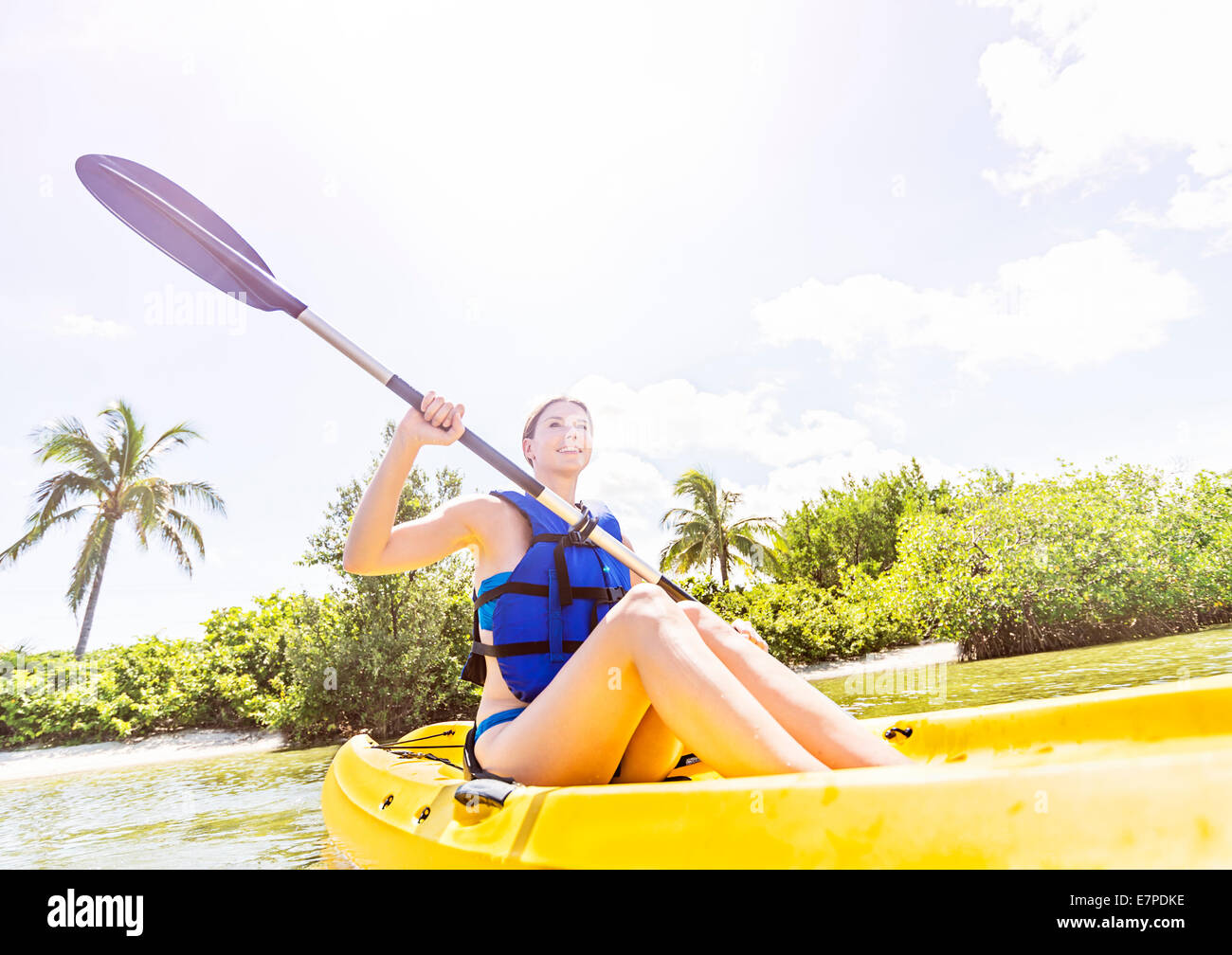USA, Florida, Jupiter, Woman kayaking Stock Photo Alamy