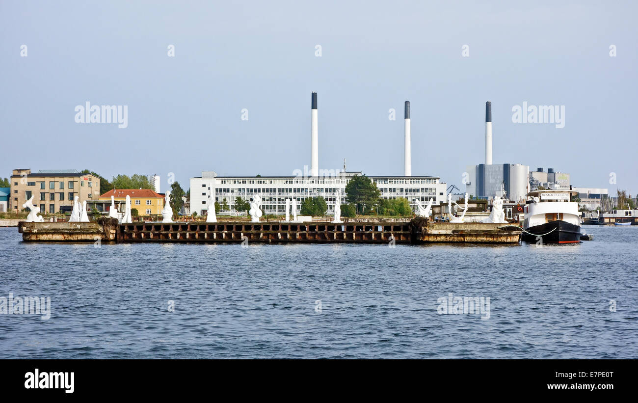 Twelve Statues on Refshaleøen in Copenhagen Harbour Denmark Stock Photo