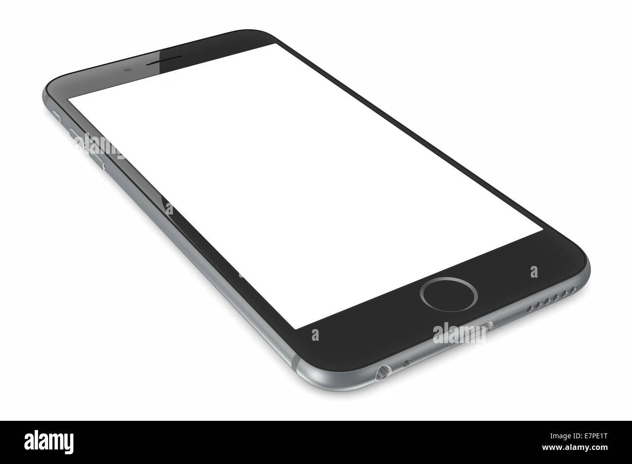 Apple Space Gray iPhone 6 Plus with white blank screen. Stock Photo