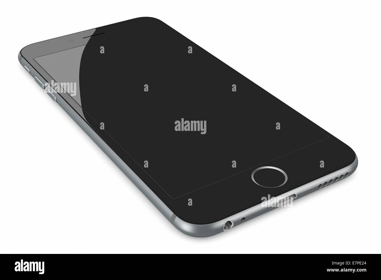 Apple Space Gray iPhone 6 Plus with blank screen.The new iPhone with higher-resolution 4.7 Stock Photo