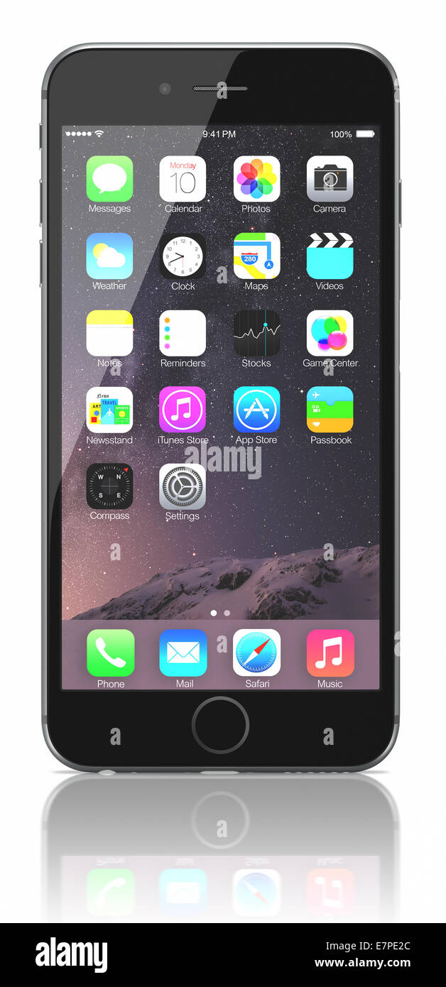 Apple Space Gray Iphone 6 Plus Showing The Home Screen With Ios 8 Stock Photo Alamy Apple Space Gray Iphone 6 Plus Showing The Home Screen With Ios 8 Stock Photo Alamy
