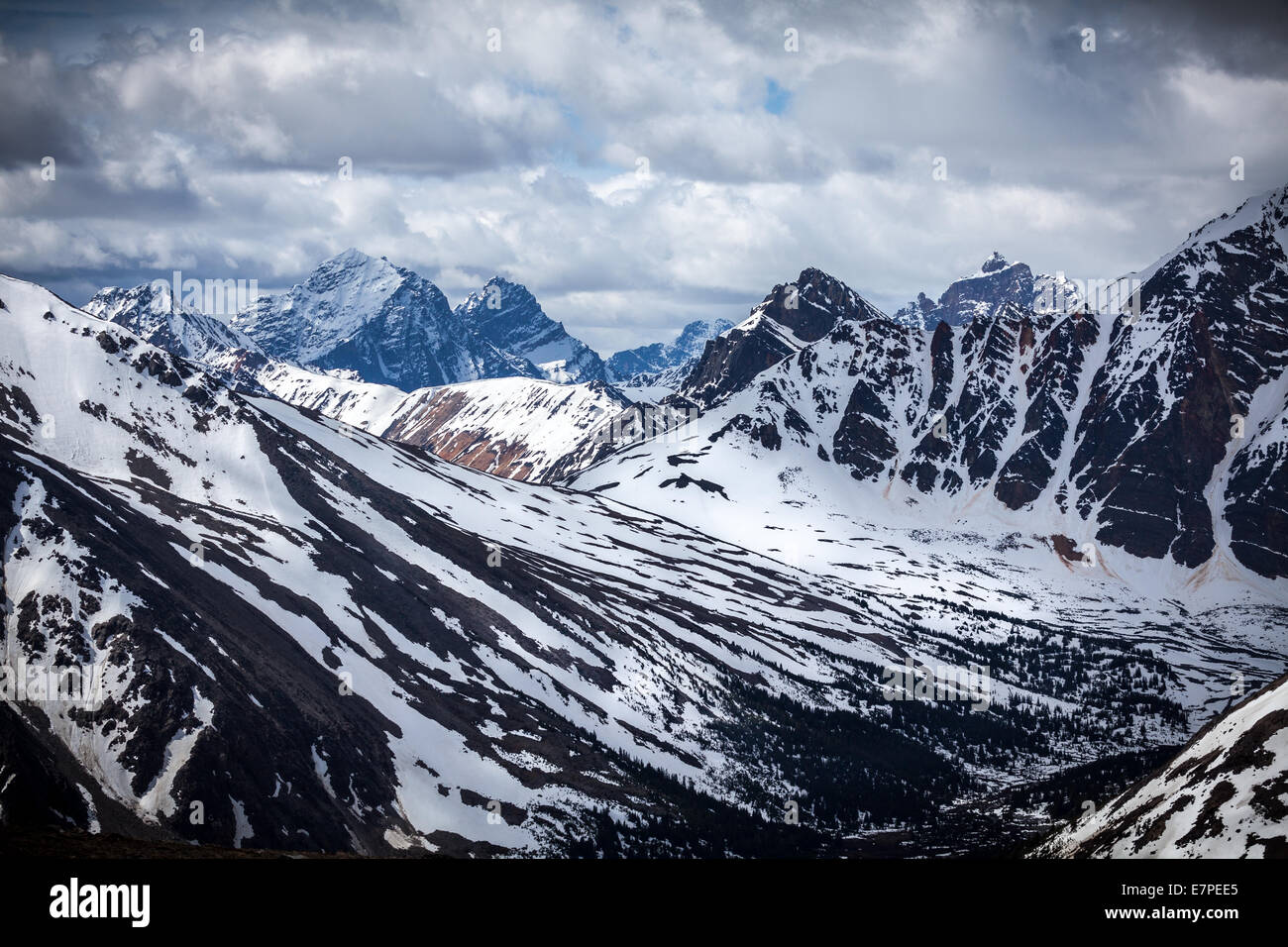 View from Whistlers Peak, Jasper National Park, Alberta, Canada, North America. Stock Photo