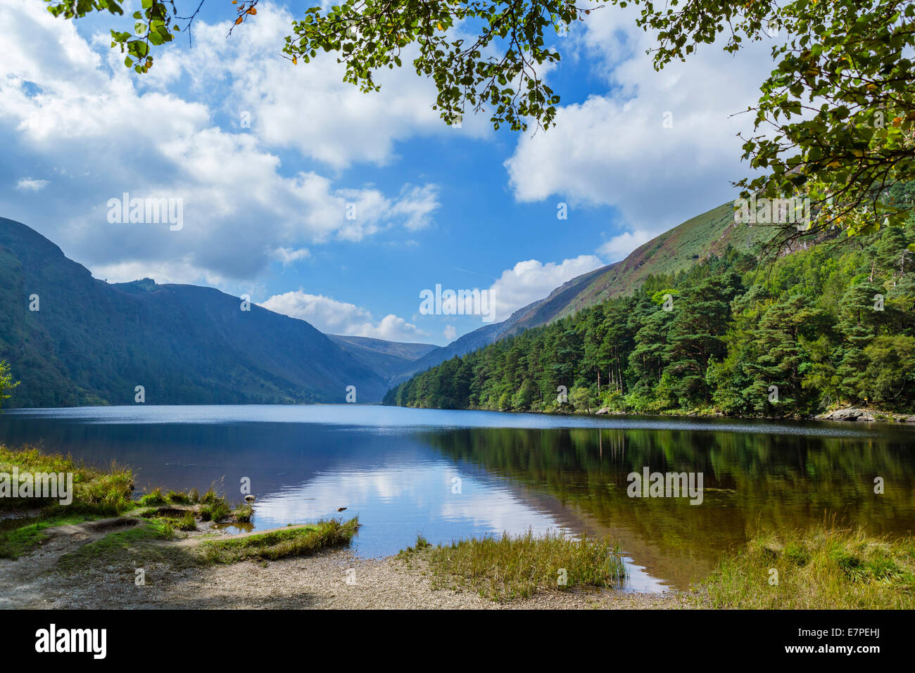 The Upper Lake at the old monastic settlement of Glendalough, County Wicklow, Republic of Ireland Stock Photo