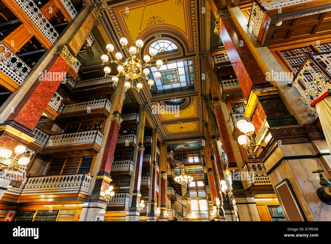 USA, Iowa, Des Moines, Old library in Iowa State Capitol Stock Photo