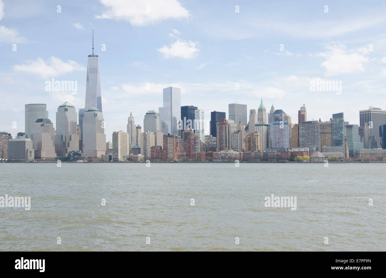 USA, New Jersey, Skyline of New York City with Freedom tower Stock Photo