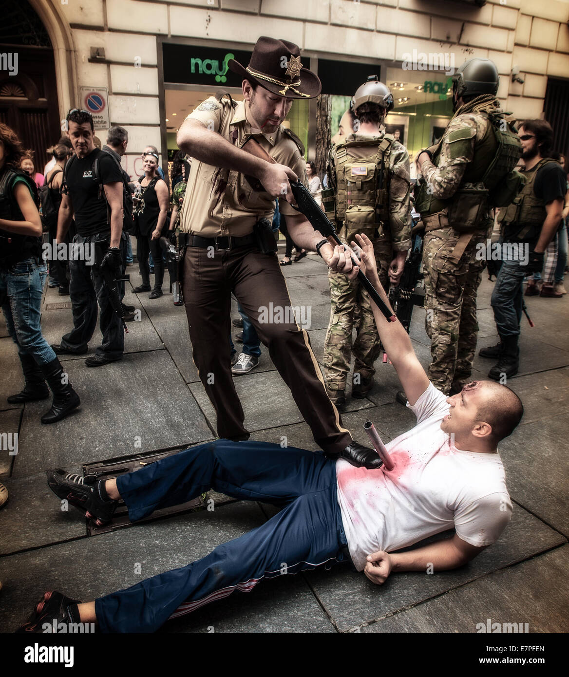 Turin, Italy. 21st Sep, 2014. Zombie Walk in Turin, Italy. Credit:  Realy Easy Star/Alamy Live News Stock Photo