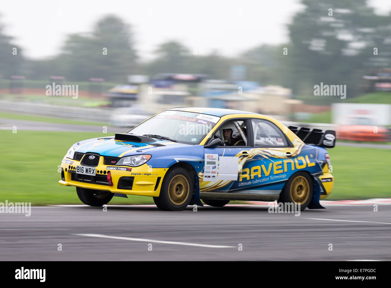 A rally car takes to the track at Rallyday at Castle Combe Stock Photo ...