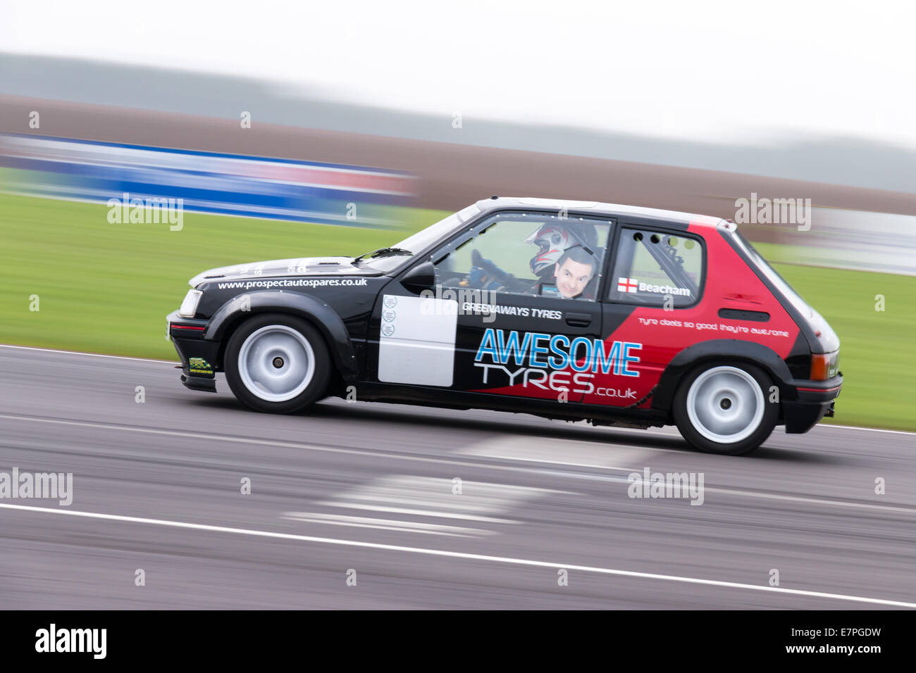A rally car takes to the track at Rallyday at Castle Combe Stock Photo ...