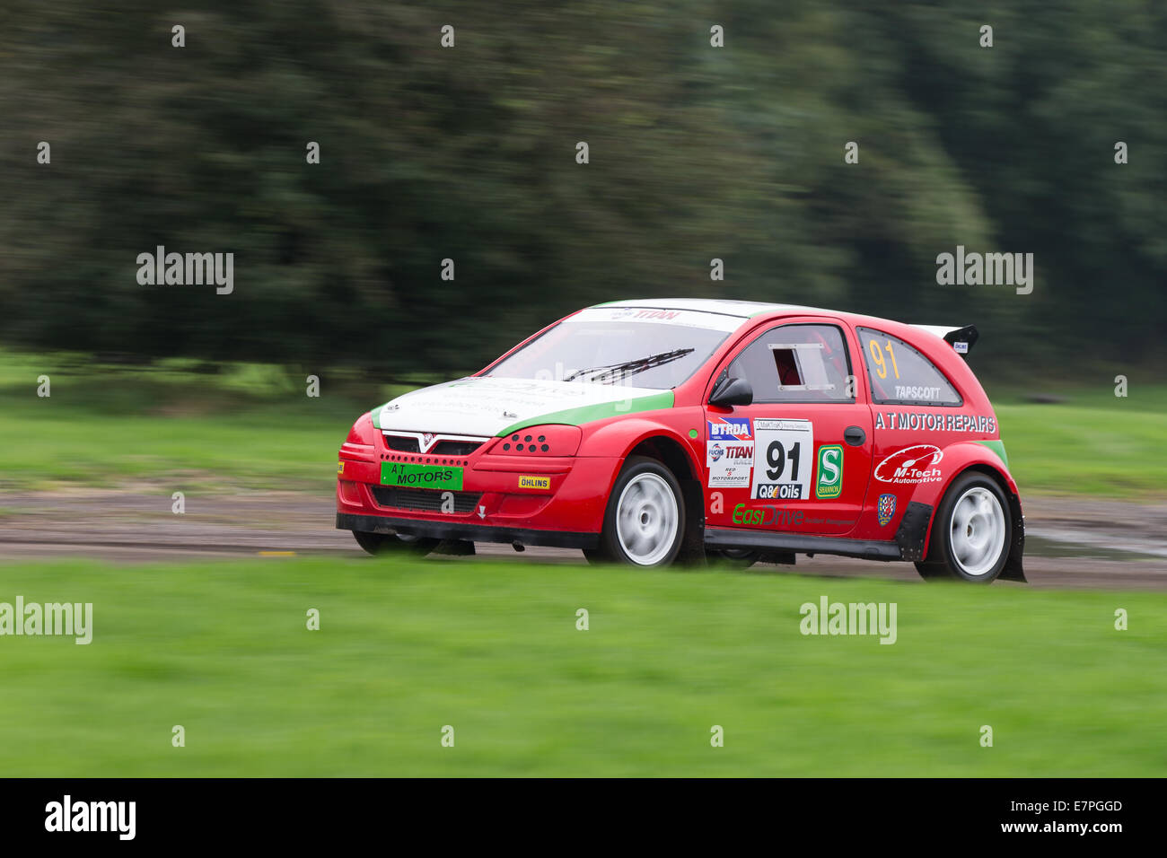 A rally car takes to the track at Rallyday at Castle Combe Stock Photo ...