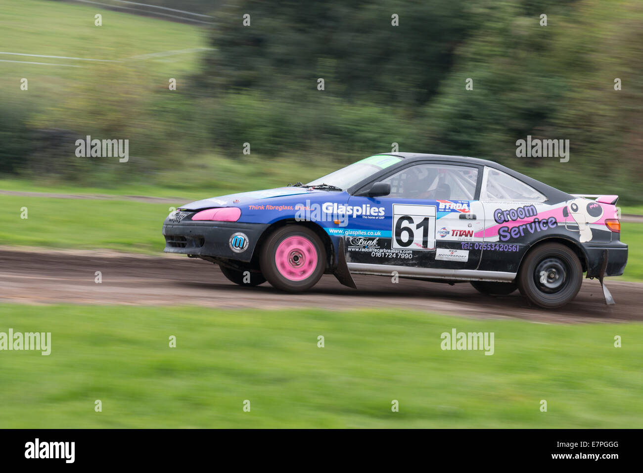 A rally car takes to the track at Rallyday at Castle Combe Stock Photo ...