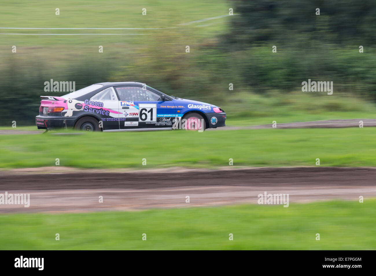 A rally car takes to the track at Rallyday at Castle Combe Stock Photo ...
