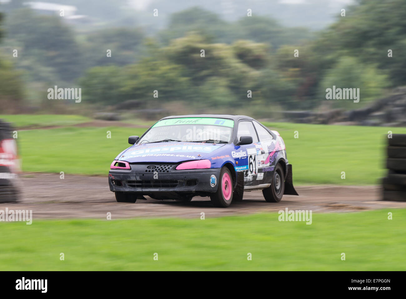 A rally car takes to the track at Rallyday at Castle Combe Stock Photo ...
