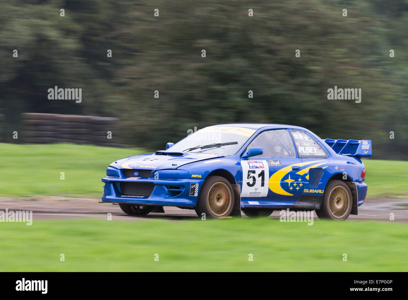 A rally car takes to the track at Rallyday at Castle Combe Stock Photo ...