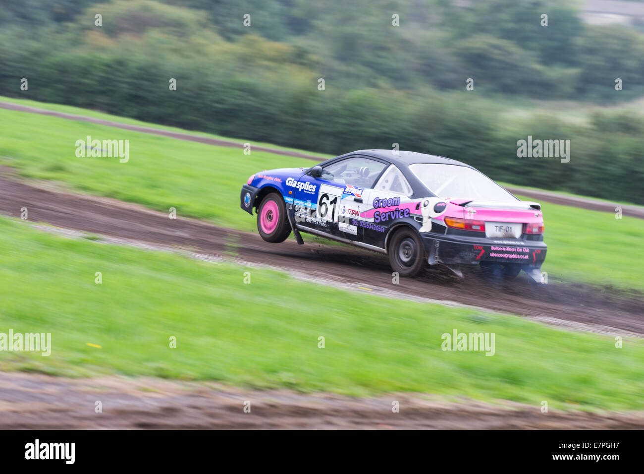 A rally car takes to the track at Rallyday at Castle Combe Stock Photo ...