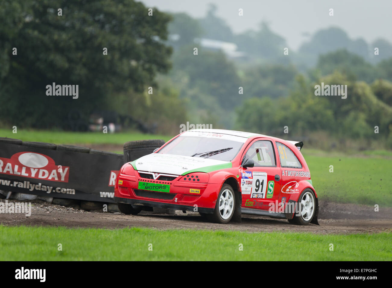 A rally car takes to the track at Rallyday at Castle Combe Stock Photo ...